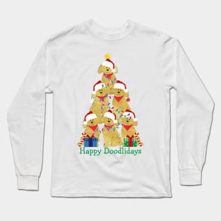 Golden Doodle Puppy Christmas Holiday Tree Long Sleeve T-Shirt